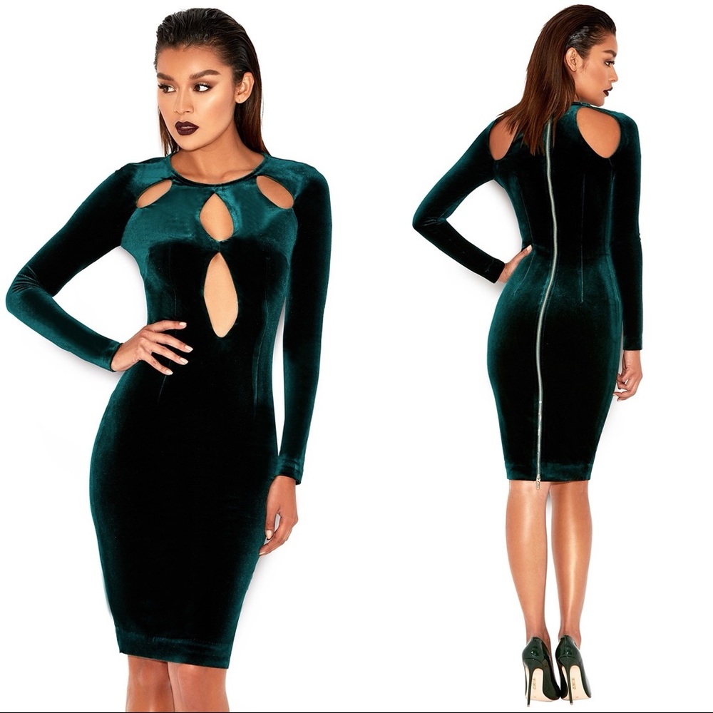 House of CB ‘Denara’ Evergreen Velvet Dress